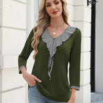 Zeagoo Womens 3/4 Sleeve V Neck Flounce Shirts (US Only)