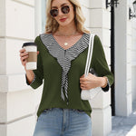 Zeagoo Womens 3/4 Sleeve V Neck Flounce Shirts (US Only)