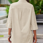 Linen Shirt Elastic Waist Casual Shorts Set - Zeagoo (Us Only)