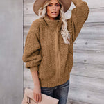 Fuzzy Fleece Jackets Oversized Open Front Coat Zipper Outwear(TTShop02) - Zeagoo (Us Only)