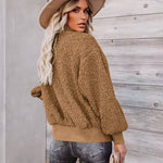 Fuzzy Fleece Jackets Oversized Open Front Coat Zipper Outwear(TTShop02) - Zeagoo (Us Only)