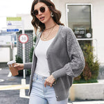 Lantern Sleeve Button Down Cable Knit Sweate - Zeagoo (Us Only)