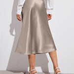 Satin Zipper Elegant Work Skirts - Zeagoo (US Only)