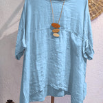 Women's Casual Cotton and Linen Round-neck Shirt
