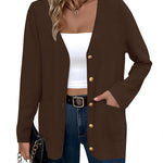 Zeagoo Women's V Neck Button Long Cardigan Sweater
