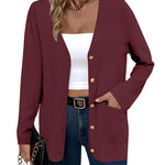 Zeagoo Women's V Neck Button Long Cardigan Sweater