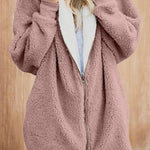 Fluffy Solid Color Hooded Coat