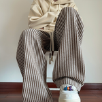 XAVIERA – MODERN STRIPED FLEECE TROUSERS