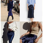 Satin Zipper Elegant Work Skirts - Zeagoo (US Only)