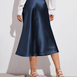 Satin Zipper Elegant Work Skirts - Zeagoo (US Only)