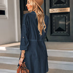 Linen Tunic Dress Shirts Boho Coverup Dresses with Belt - Zeagoo (Us Only)