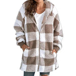 ARABELLA��� - Plaid Fleece Long Sleeve Hooded Coat