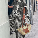 Women's Floral Geometric Pattern Art Print Casual Loose Stylish Shirt Pants Suit