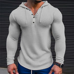 Men's Solid Waffle Long Sleeve Casual Hoodie