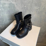 POTENCIANA��� ��� Classic Buckled Ankle Motorcycle Boots