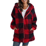 ARABELLA��� - Plaid Fleece Long Sleeve Hooded Coat