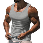 Men's Casual Sports Solid Color Crew Neck Cotton Blend Tank Top