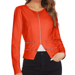 Zeagoo Womens Blazer Cropped Open Front Zipper Dress Jacket O Neck Casual Office Suit Jacket