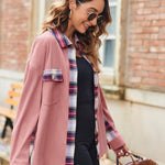 Zeagoo Womens Corduroy Flannel Shacket Jacket Casual Plaid Shirts