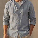 Elio Linen-Blend Hooded Shirt