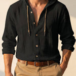 Elio Linen-Blend Hooded Shirt
