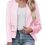 Zeagoo Womens Blazer Cropped Open Front Zipper Dress Jacket O Neck Casual Office Suit Jacket