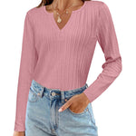 Zeagoo Women's Long Sleeve V Neck Slim Fit T Shirts