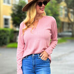 Zeagoo Women's Long Sleeve V Neck Slim Fit T Shirts