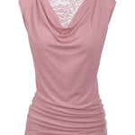 Ruched Cowl Neck Tank Tops - Zeagoo (Us Only)