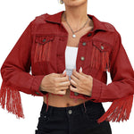 Long Sleeve Crop Denim Jacket - Zeagoo (Us Only)