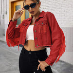 Long Sleeve Crop Denim Jacket - Zeagoo (Us Only)