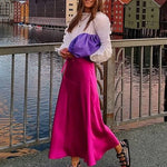 Satin Zipper Elegant Work Skirts - Zeagoo (US Only)