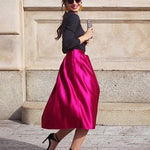 Satin Zipper Elegant Work Skirts - Zeagoo (US Only)