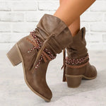 Delphine | Western Leather-Look Boots