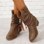 Delphine | Western Leather-Look Boots