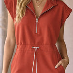 Athleisure Cinched Waist Half Zip Mini Dress