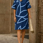 Minimal Art Graphic Printed Shirt Dress