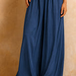 Summer Elegant V-Neck Ruffle Waist Satin Dress