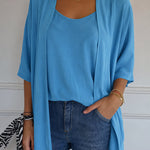 Lightweight Chiffon Cami Top with Cardigan Set