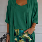 Lightweight Chiffon Cami Top with Cardigan Set