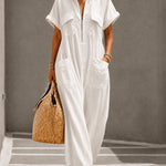 Summer Casual Commuter 100% Cotton Half Zip-Up Shirt Dress