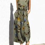 Printed Wide Leg Long Jumpsuit