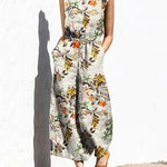 Printed Wide Leg Long Jumpsuit