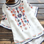 Women's Retro Ethnic Embroidered Style Loose Casual Cotton And Linen Shirt