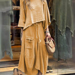 Women's Solid Color Casual Loose Elegant Stylish Skirt Two Piece Suit