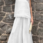 Women's Solid Color Casual Loose Stylish Sleeveless Top Pants Two Piece Suit