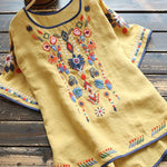 Women's Retro Ethnic Embroidered Style Loose Casual Cotton And Linen Shirt
