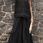 Women's Solid Color Casual Loose Stylish Sleeveless Top Pants Two Piece Suit