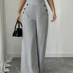 Elegant High-Rise Wide Leg Pinstripe Pants