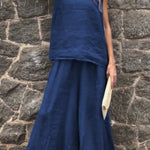 Women's Solid Color Casual Loose Stylish Sleeveless Top Pants Two Piece Suit